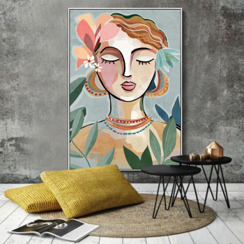 Handmade Texture Oil Painting A woman with long eyelashes Abstract Art Wall Pictures Decoration
