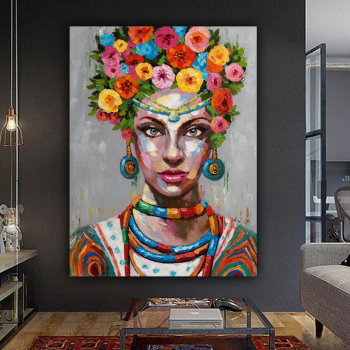 Handmade Texture Oil Painting Women with flowers are gorgeous Abstract Art Wall Pictures Decoration