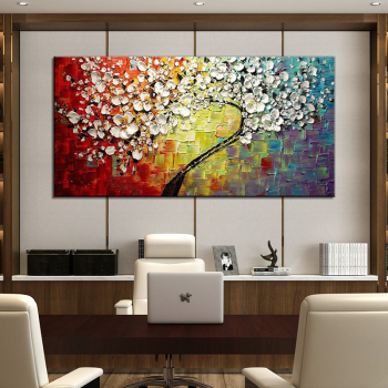 Unframed Handmade Texture Knife Flower Tree Abstract Modern Wall Art Oil Painting Canvas Home Wall Decor For Room Decoration