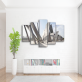 New Arrival 5 Panel Print Canvas Wall Art Painting, Abstract Grey Islamic Architecture Art Printed Canvas Painting