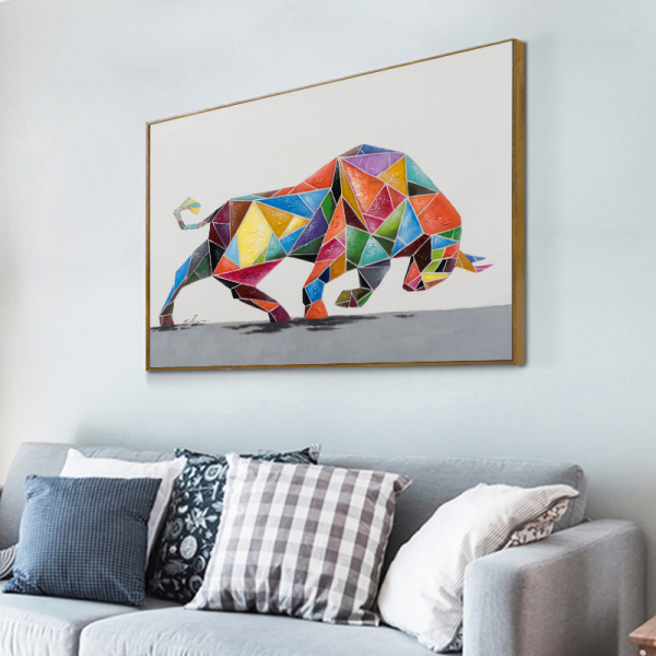 Skills Artist Hand-painted High Quality Abstract Animal Bull Oil Painting on Canvas Handmade Abstract Strong Bull Oil Painting