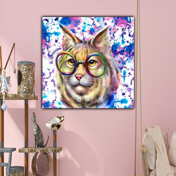 Canvas wall art custom design color cat photo animal picture print modern home decoration painting