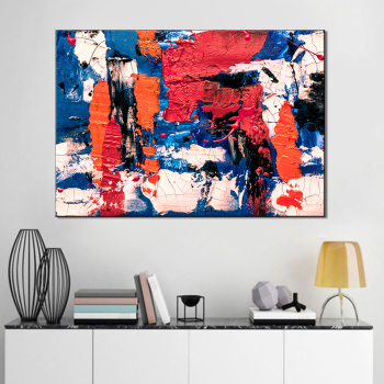 Personnalisé 100% rouge et bleu peinture toile mur art abstrait toile peintures à l'huile pour la décoration intérieure