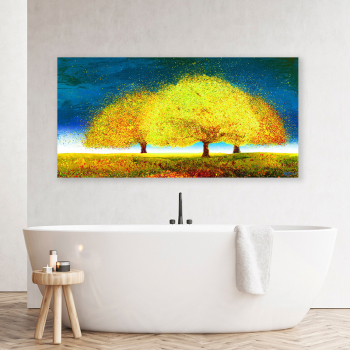 Customized OEM golden yellow trees living room bedroom decoration painting printing canvas painting