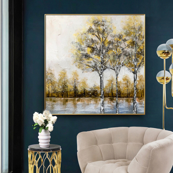 Украшение стены ручной работы Желтый лес Абстрактная картина маслом на холсте для декора стен гостиной
