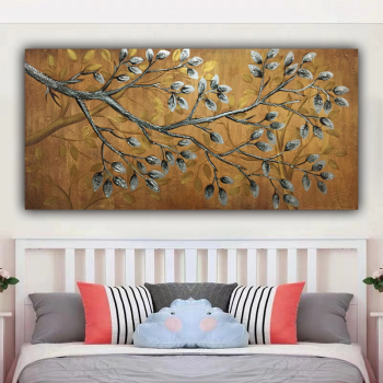 Art Fabric Canvas Pure Hand Painted Abstract heavy oil flower branch canvas oil paintings for Living Room Decor