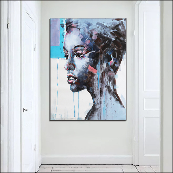 100% Custom African Lady painting canvas wall art abstract canvas oil paintings for home decor