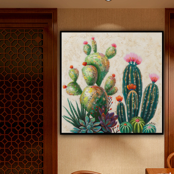 Botany Cactus Potted plant Frameless print Unframed Canvas Oil Painting Spray gift picture not handmade Colorful on the wall