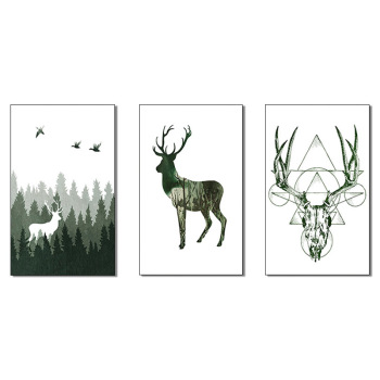 Venta al por mayor, pinturas enmarcadas de ciervos multipanel personalizadas, nuevo arte de pared, póster de lona nórdica para decoración del hogar