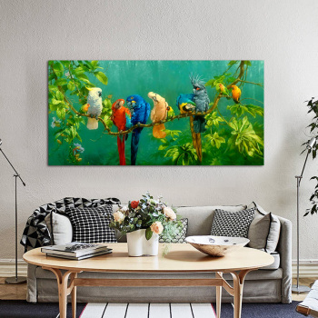 Póster de lienzo con pintura de pájaro, pinturas artísticas para pared de salón, paisaje, imagen verde, decoración nórdica para el hogar