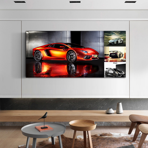 Home decor the red running car picture painting, OEM design high quality canvas wall painting