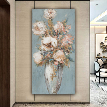 Handmade Texture Oil Painting Flowers in vase Abstract Art Wall Pictures for Home Office Decoration