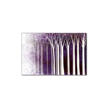Affiche d'arbres violets nordiques Peintures abstraites sur toile de ciel d'étoiles Peintures suspendues décoratives