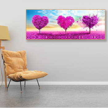 Digital oil painting customized color heart tree picture OEM printed canvas painting