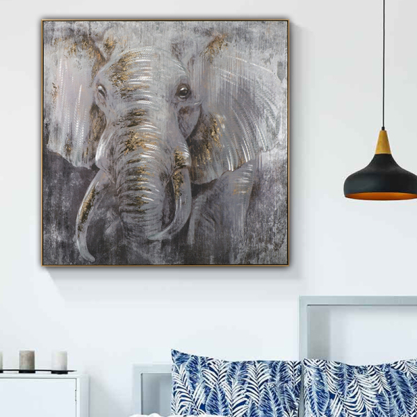 Handmade Oil Paintings 3D Grey elephant Abstract Panting Animal Canvas Wall Art For Home Decor