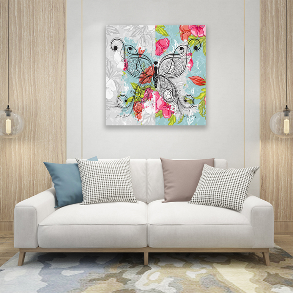 Modern Nordic Minimalist Paintings, Wall Art Butterfly Picture Oil Painting, Home Decoration Print Canvas Paintings