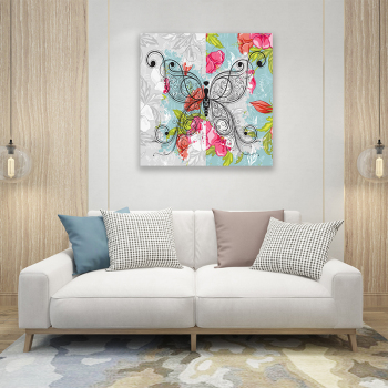 Modern Nordic Minimalist Paintings, Wall Art Butterfly Picture Oil Painting, Home Decoration Print Canvas Paintings
