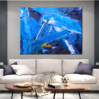 Personnalisé 100% bleu peinture toile mur art abstrait toile peintures à l'huile pour la décoration intérieure