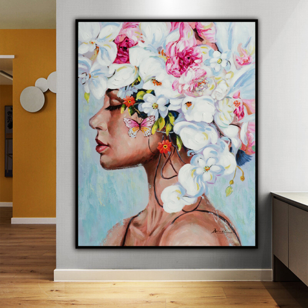 Elegant Girl Modern single Panel 100% Hand Painted Oil Paintings on Canvas Wall Art Work for Living Room Home Decorations