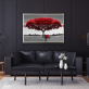 Modern style living room bedroom red tree landscape decorative canvas painting