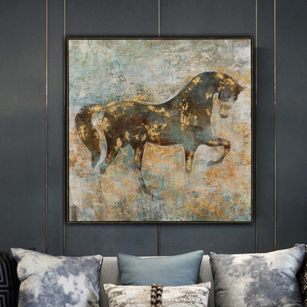 Home Decorative Handmade Modern Picture Running Horse Animal Abstract Wall Art Oil Paintings On Canvas