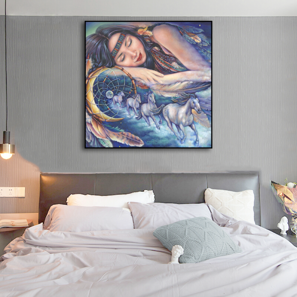 Best seller indian lady and running horse home decoration printing, OEM ODM design canvas printing