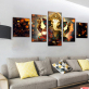 Indian God Elephant 5 Canvas Wall Art Combination Painting Home Decoration Oil Painting