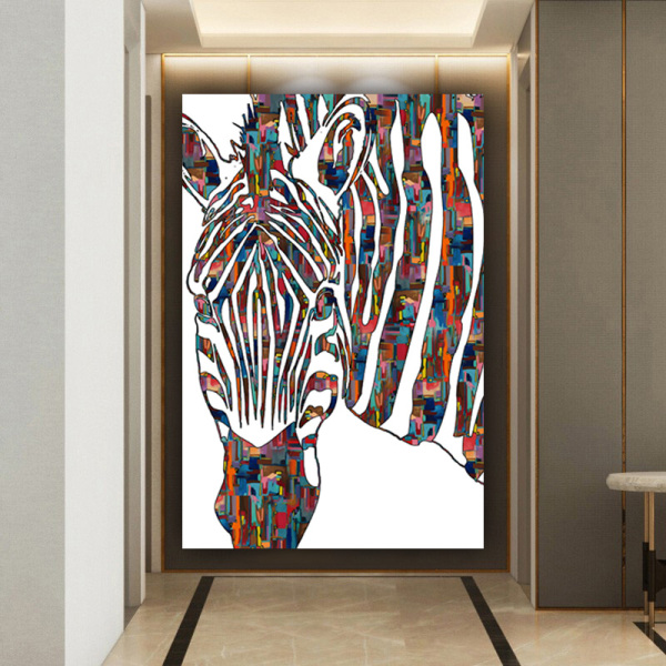Modern home decoration painting wall art custom design color zebra picture print product canvas painting