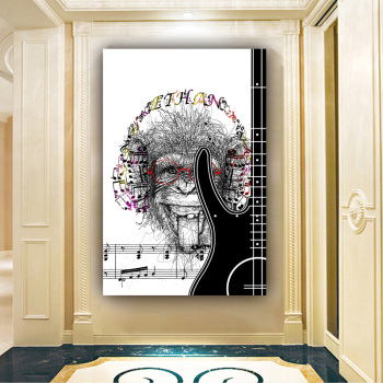 Custom wall art design guitar musical gorilla photo picture print original product canvas painting