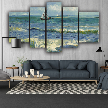 Canvas 5 Panel Hot Scenery Sailing on the waves sea Wall Art Poster HD Print Painting Pictures
