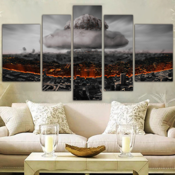 Modern five panel printing painting dark cloud landscape living room sofa canvas background painting