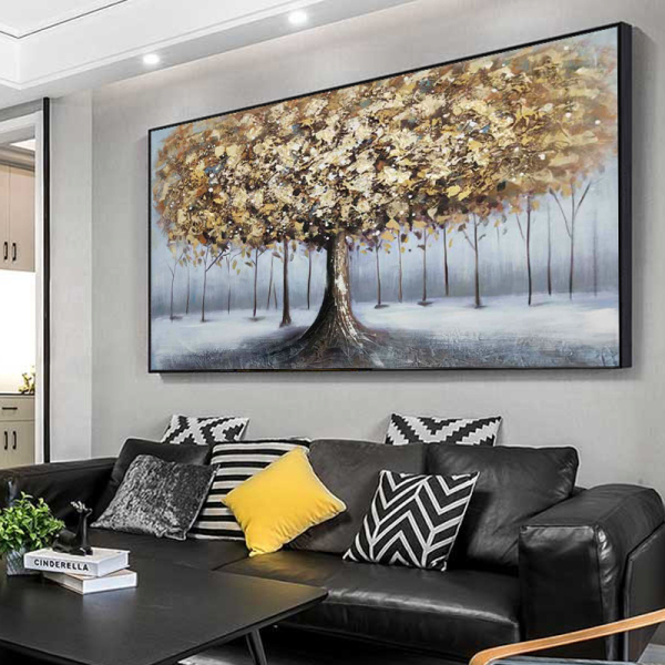 Handmade Home decoration Modern abstract Gold Tree oil painting handpainted canvas painting home decor wall art picture for room