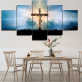 Modern Jesus Christ Blue Background 5 Canvas Wall Art Combination Painting Home Decoration Oil Painting