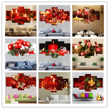 Wholesale Custom Christmas Gifts multi-panel Framed wall art Paintings New Santa Claus Canvas Poster for home decor