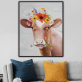 High Quality Animal Art Handmade Cow Head with flowers home Oil Painting on Canvas