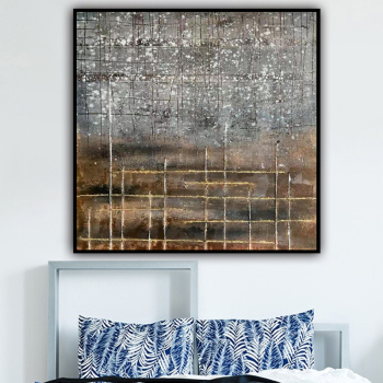 Skill Artist Hand-painted High Quality Gold and grey Art Handmade Abstract Oil Painting On Canvas Home Decor