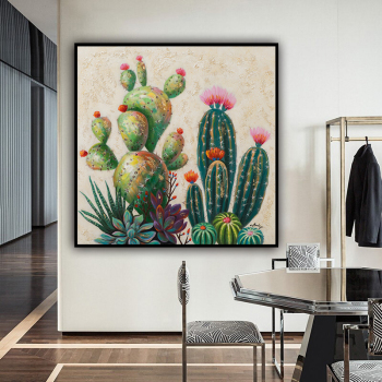 Botany Cactus Potted plant Frameless print Unframed Canvas Oil Painting Spray gift picture not handmade Colorful on the wall