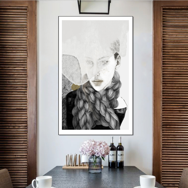 New Design Black Hair Sexy Women HD poster Canvas Oil Painting Modern Wall Art Painting For Living Room Decor
