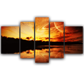 Best selling wholesale sunset landscape theme 5 panel large canvas modern canvas print painting decoration