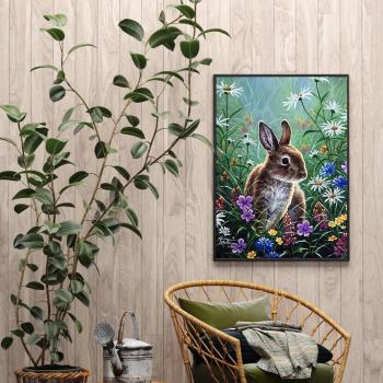 Benutzerdefinierte Leinwand Wandkunst 5D Diy Crystal Homfun Diamond Painting Set Ainmal Rabbit Diamond Paint by Number für Amazon