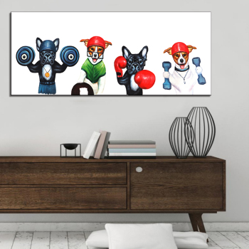 Lienzo de perro de boxeo de estilo nórdico, pintura artística impresa sin marco, póster, imágenes de pared de animales de dibujos animados divertidos para decoración de habitación de niños