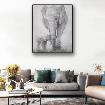 Elefante pintura abstracta 3D pintura lienzo pared arte pintura al óleo cuadros pintados a mano para sala de estar