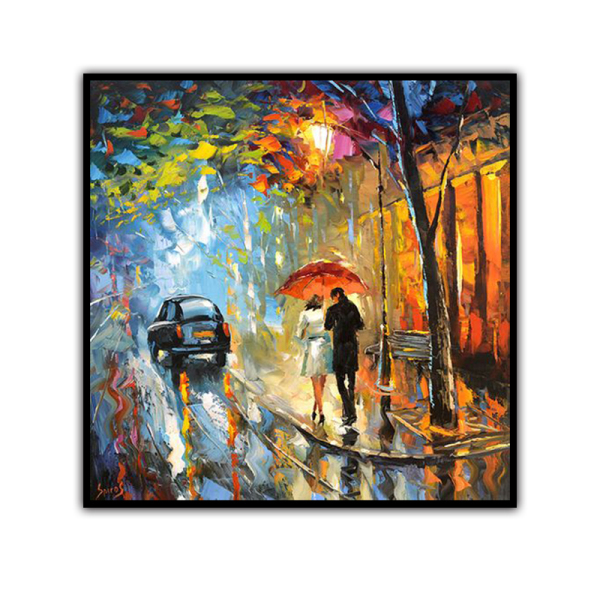 100% Handmade  Texture Oil Painting I'll hold an umbrella for you Abstract Art Wall Pictures