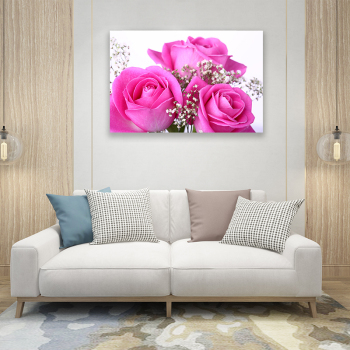 Beautiful pink rose picture canvas print wall decorative painting for living room and bedroom