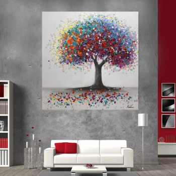Hot sale colorful tree picture abstract oil painting, art handmade oil painting for Living Room