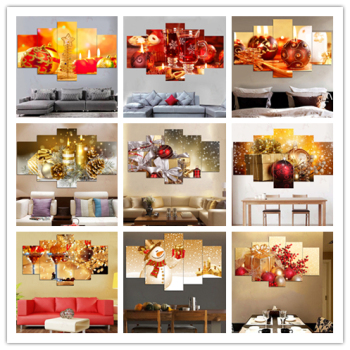 Wholesale Custom Christmas Gifts multi-panel Framed wall art Paintings New Santa Claus Canvas Poster for home decor