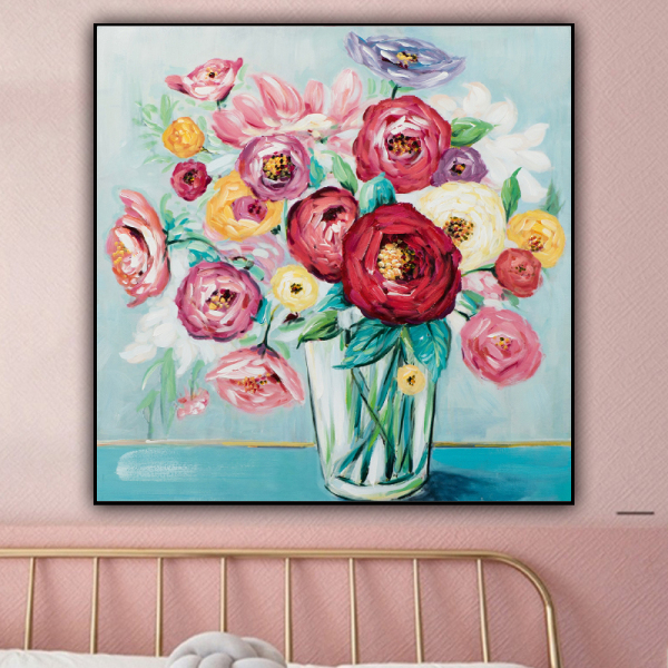 Handmade Oil Painting Canvas Abstract Oil Painting Modern Canvas Wall Art Living Room Decorative Flower Rose Painting