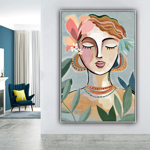 Handmade  Texture Oil Painting A woman with long eyelashes Abstract Art Wall Pictures  Decoration