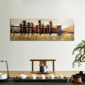 Home Decor Hand Made oil painting Architectural Landscape Bridge