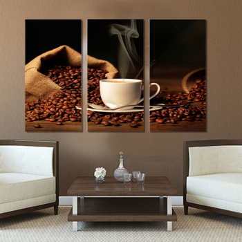 Рассеянные кофейные зерна Современные 3 бескаркасных интерьера стены искусства украшения дома картина маслом